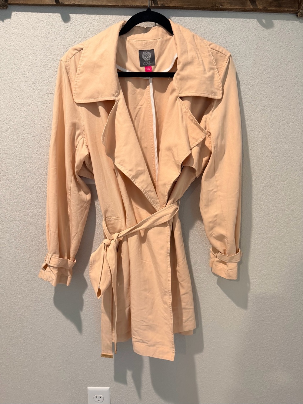 Vince Camuto Light Peach Belted Trench Coat